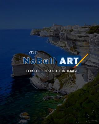 Seascape - Cliffs Of Bonifacio In Corsica - Oil On Canvas